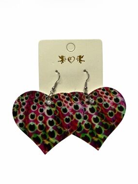 Abstract Peacock Design Heart Shape Earrings